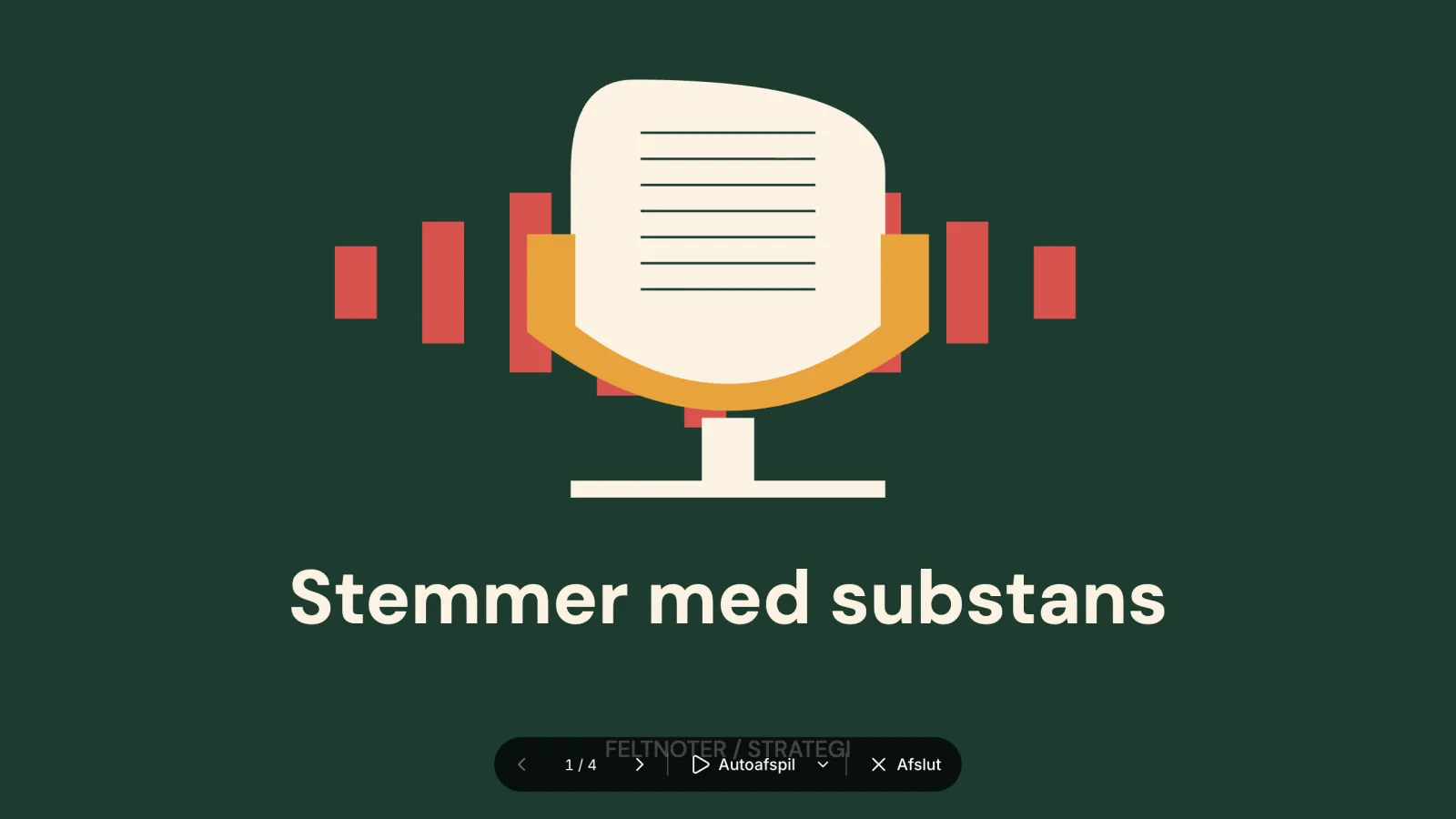 Et dias vist i fuld skærm i præsentationstilstand