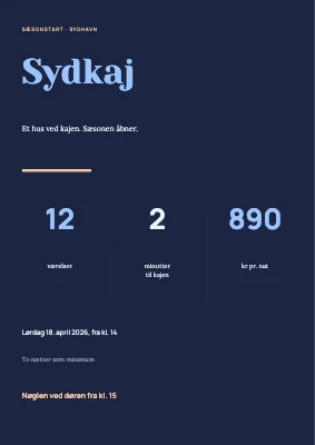 Sæsonstart — bed and breakfast i Sydhavn