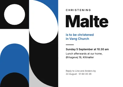 Christening — Bauhaus in black, white and sea blue