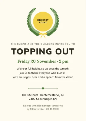 Topping-out party in Nordvest — invitation