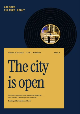 Culture night with vinyl record — poster