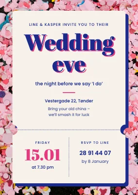 Polterabend — ticket on confetti