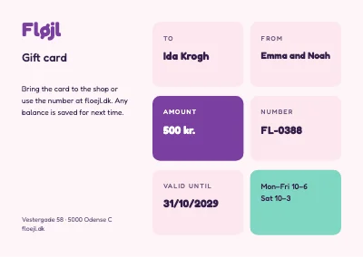 Page 2 of Gift card — clothes shop