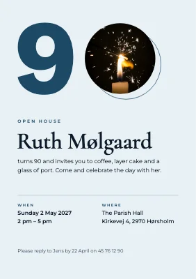 90th birthday — open house with a sparkler