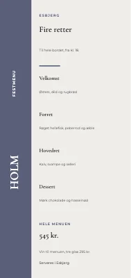 Festmenu Holm — Esbjerg