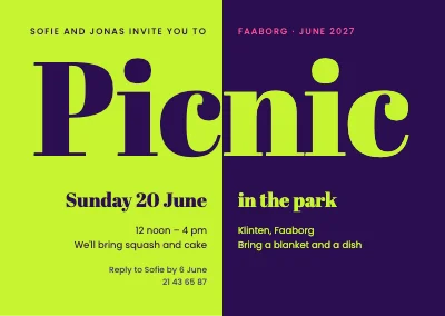 Picnic in the park — invitation