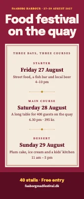 Food festival roll-up — the programme as a menu