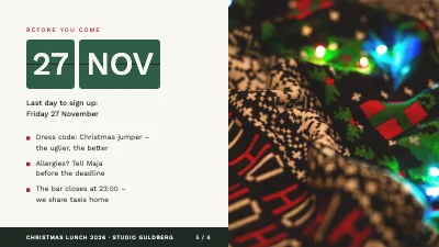 Page 5 of Christmas lunch — programme