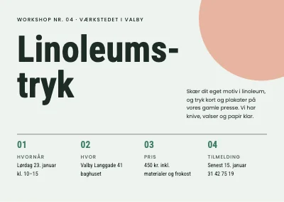 Workshop i linoleumstryk — invitation