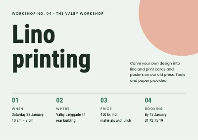 Lino printing workshop — invitation