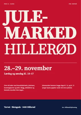 Julemarked — kæmpetypografi på kirsebærrødt