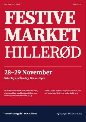 Festive market — giant type on cherry red