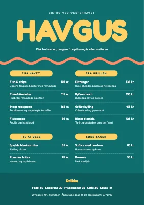 Bistromenu ved Vesterhavet