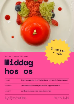 Middagsselskab — gul stjerne og menu
