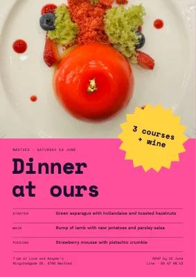 Dinner party — yellow starburst and menu