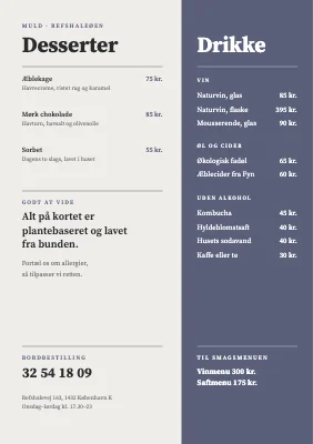 Side 2 af Vegansk restaurant — delt menukort med rodfrugter
