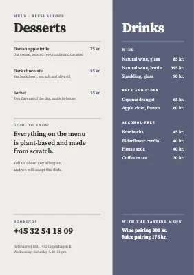 Page 2 of Vegan restaurant — split menu with root vegetables