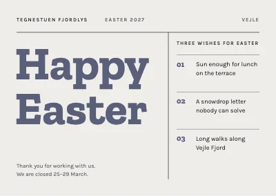 Company Easter card — three wishes