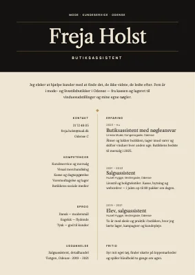 CV til butiksassistent — boutique
