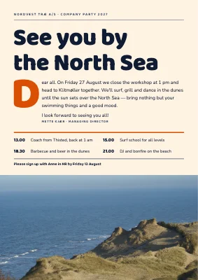 Company party by the North Sea — letter with a drop cap
