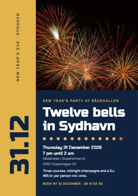 New Year’s party — gold spine and fireworks