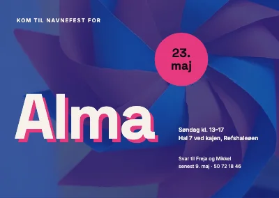 Navnefest — riso-blå papirmølle