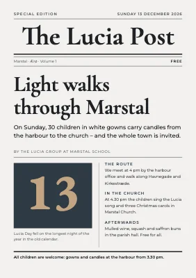 Lucia procession — newspaper front page