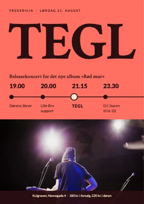 Rockkoncert i Fredericia — aftenens tidslinje