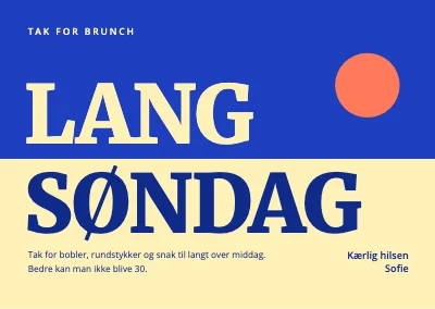 Fødselsdagsbrunch — takkekort "Lang søndag"