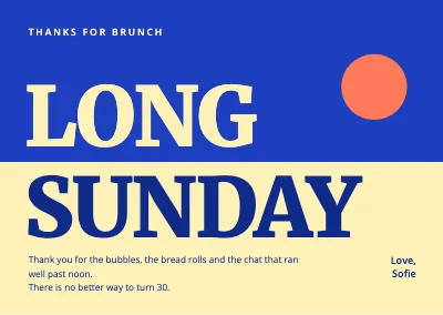Birthday brunch — "Long Sunday" thank-you card