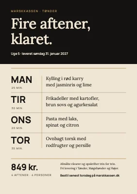 Måltidskasse — ugens aftensmad