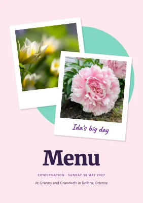 Confirmation menu — pastel polaroids
