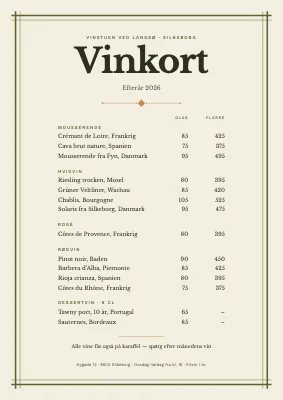 Vinkort — klassisk vinstue