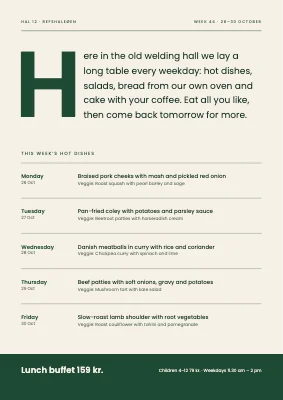 Lunch buffet — this week’s menu