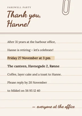 Farewell party in Rønne — index card
