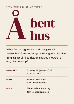 Åbent hus på tegnestuen — invitation
