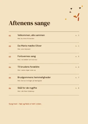 Side 2 af Sanghæfte til bryllup — konfetti