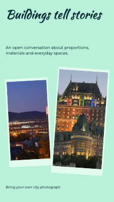 Buildings tell stories · travel stamps
