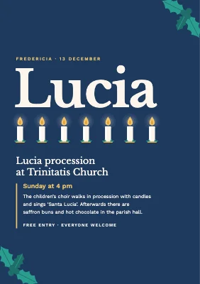 Lucia procession — seven candles beneath the name