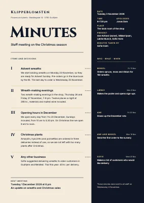 Meeting minutes — flower shop
