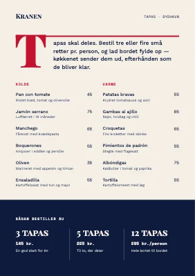 Tapasmenu med stort forbogstav