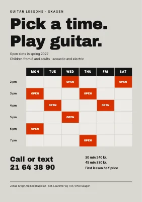 Guitar lessons — free slots