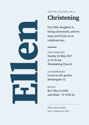 Christening on Ærø — invitation