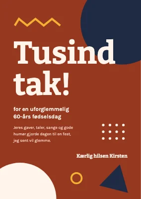 60-års fødselsdag — takkekort i Memphis-stil