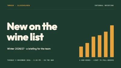 Wine list — new wines team briefing