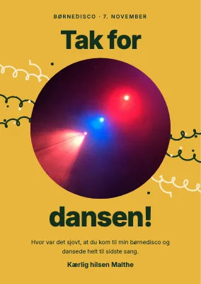 Børnedisco — takkekort med diskolys