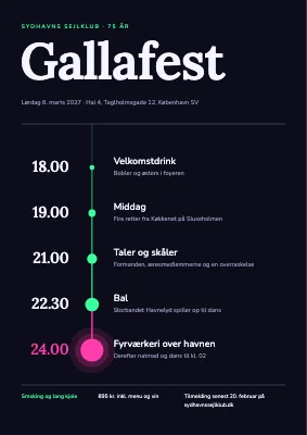 Gallafest — aftenens tidslinje