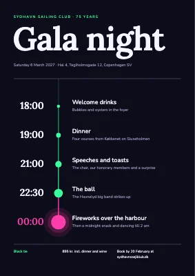Gala night — timeline of the evening