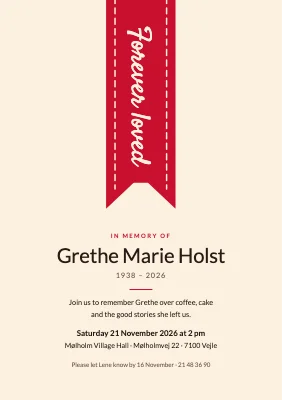 Memorial gathering with a wreath ribbon