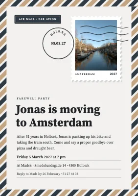 Farewell party — airmail to Amsterdam